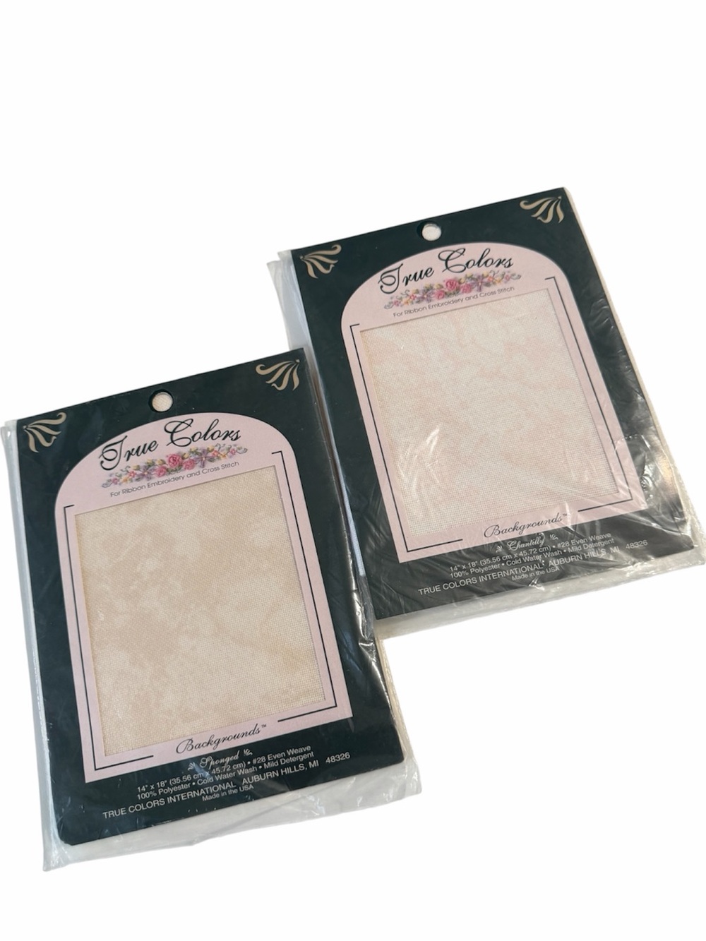 NWT True Colors #28 Evenweave Embroidery Fabric Bundle Sponged & Chantilly 14x18